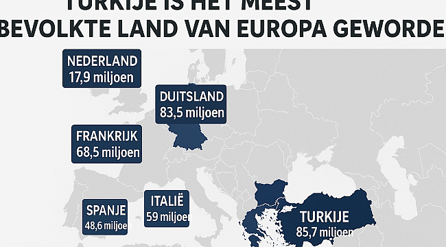 Turkije is het meest bevolkte land van Europa geworden